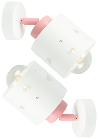 KINKIET BIAŁÓ-RÓŻOWY SERDUSZKA DLA DZIECI LAMPA ŚCIENNA RUCHOMY LUMIMI KBR/1