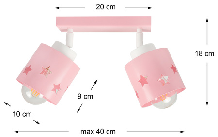 RÓŻOWA LAMPA DLA DZIECI SUFITOWA WISZĄCA ŻYRANDOL PLAFON GWIAZDKI LUNARI LR/2