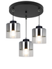 Szklana lampa sufitowa wisząca plafon czarny chrom 3 punkty led regulowany