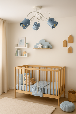 LAMPA DO POKOJU DZIECIĘCEGO SUFITOWA LED BIAŁO-NIEBIESKA ŻYRANDOL SERCA WISZĄCA LUMIMI BN/3