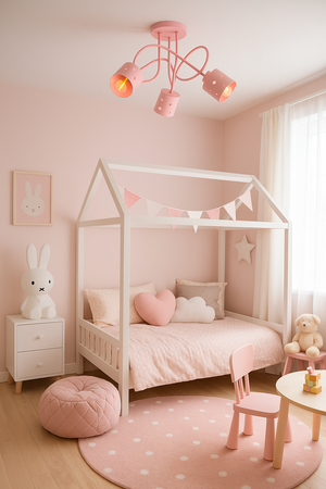 LAMPA SUFITOWA DO POKOJU DZIECIĘCEGO RÓŻOWA ŻYRANDOL E27 SERCA WISZĄCA LUMIMI R/3