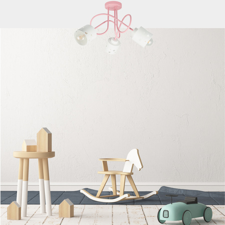 LAMPA SUFITOWA KOLOROWA DLA DZIECI RÓŻOWA ŻYRANDOL E27 SERCA WISZĄCA LUMIMI RB/3