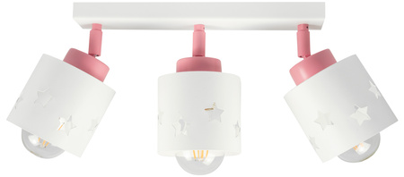 LAMPA SUFITOWA RÓŻOWA DLA DZIECI GWIAZDKI WISZĄCA BIAŁA LED RUCHOMA E27