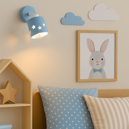 LAMPA KINKIET NIEBIESKI DLA DZIECI GWIAZDKI LED RUCHOMY LUNARI KN/1