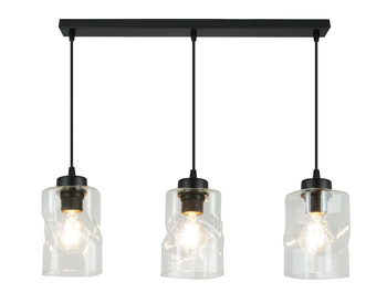 Lampa Wisząca AURA Listwa 3 Szklane Klosze Bezbarwne