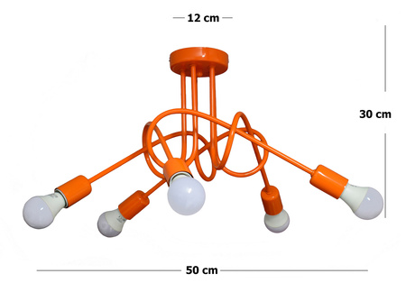 LAMPA SUFITOWA MONDO LOFT 1001/5 KOLOR POMARAŃCZOWY MODERNO