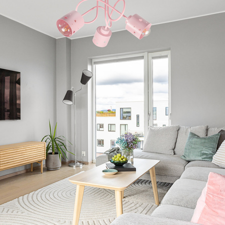 LAMPA SUFITOWA DO POKOJU DZIECIĘCEGO RÓŻOWA ŻYRANDOL E27 SERCA WISZĄCA LUMIMI R/3