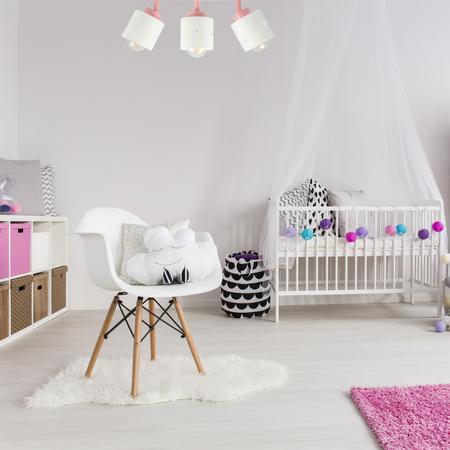 LAMPA SUFITOWA LISTWA DLA DZIECI RÓŻOWO BIAŁA SERDUSZKA WISZĄCA RUCHOMA LUMIMI LBR/3