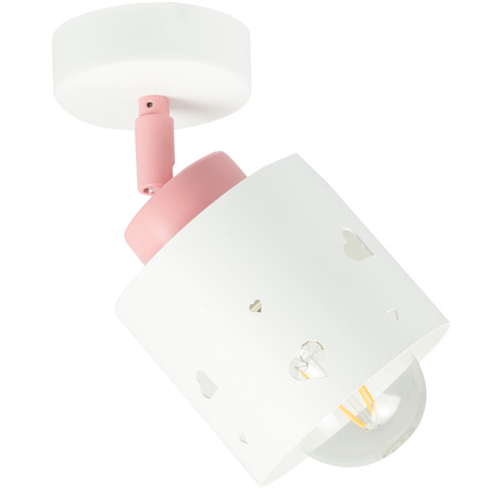 KINKIET BIAŁÓ-RÓŻOWY SERDUSZKA DLA DZIECI LAMPA ŚCIENNA RUCHOMY LUMIMI KBR/1