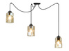 Lampa Sufitowa AURA Czarna Pająk 3 Szklany Klosz Miodowy