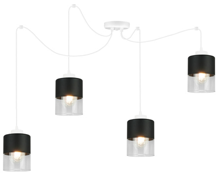 Lampa Pająk Wisząca Żyrandol 4 Płomienna Szklany Klosz Sufitowa Biała