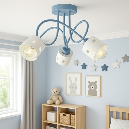 LAMPA SUFITOWA GWIAZDKI NIEBIESKI DO POKOJU DZIECIĘGO WISZĄCA LUNARI NB/3