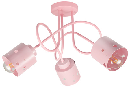 LAMPA SUFITOWA DO POKOJU DZIECIĘCEGO RÓŻOWA ŻYRANDOL E27 SERCA WISZĄCA LUMIMI R/3