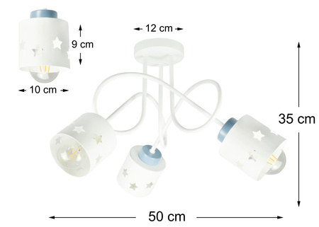 LAMPA SUFITOWA GWIAZDKI KOLOROWA DO POKOJU DZIECIĘGO ŻYRANDOL 3 LUNARI BBN/3