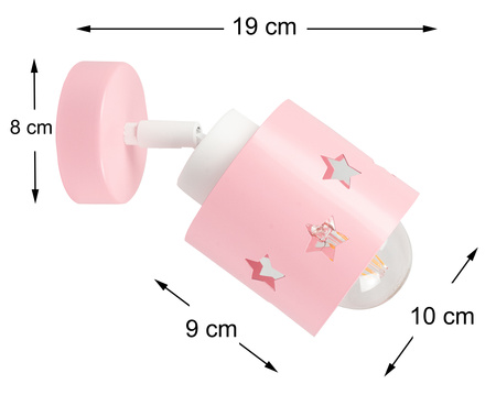 KINKIET RÓŻOWY DLA DZIECI LAMPA ŚCIENNA GWIAZDKI RUCHOMY LUNARI KR/1