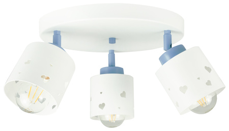 LAMPA SUFITOWA LED DZIECIĘCA PLAFON SERDUSZKA BIAŁO-NIEBIESKI RUCHOMY ŻYRANDOL E27 LUMIMI PBN/3