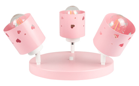 LAMPA SUFITOWA WISZĄCA RÓŻOWA DLA DZIECI PLAFON ŻYRANDOL SERCA LED RUCHOMY LUMIMI PR/3