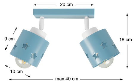 LAMPA SUFITOWA DLA DZIECI NIEBIESKA GWIAZDKI WISZĄCA KOSMOS PLAFON LUNARI LN/2
