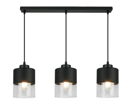 Lampa Wisząca Czarna Żyrandol Listwa 2 Szklane Klosze Sufitowa Led Harmonia