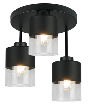 Lampa Wisząca Plafon Sufitowy Czarny Żyrandol Szklane Klosze Led