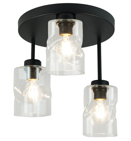 Plafon sufitowy AURA Czarny Szklany Bezbarwny Klosz