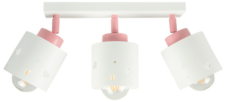 LAMPA SUFITOWA LISTWA DLA DZIECI RÓŻOWO BIAŁA SERDUSZKA WISZĄCA RUCHOMA LUMIMI LBR/3