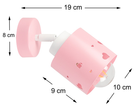 KINKIET RÓŻOWY SERCA DLA DZIECI LAMPA ŚCIENNA RUCHOMY LUMIMI KR/1