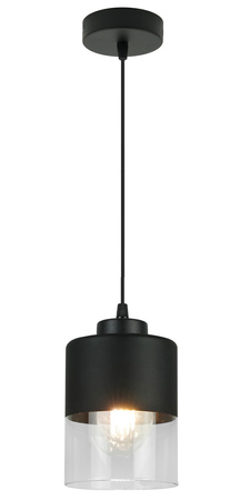 Lampa Wisząca Czarna Sufitowa Zwis 1 Żyrandol Szklany Klosz Led E27 Harmonia