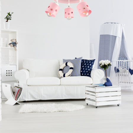 LAMPA SUFITOWA WISZĄCA RÓŻOWA DLA DZIECI PLAFON ŻYRANDOL GWIAZDKI RUCHOMY LUNARI PR/3