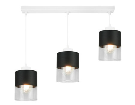 Lampa Wisząca Biała Żyrandol Listwa 2 Szklane Klosze Sufitowa Led Harmonia