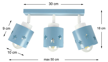 LAMPA SUFITOWA DZIECIĘCA NIEBIESKA WISZĄCA PLAFON GWIAZDKI RUCHOMY LUNARI LN/3