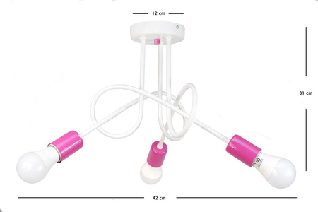 LAMPA SUFITOWA MONDO LOFT 1001/3 KOLOR BIAŁO-RÓŻOWA MODERNO