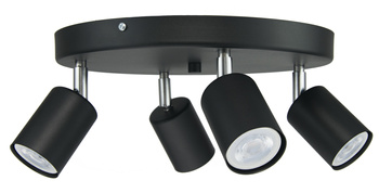 PLAFON SUFITOWY OKRĄGŁY 4 SPOT CZARNY
