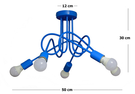 LAMPA SUFITOWA MONDO LOFT 1001/5 KOLOR NIEBIESKI (GRUBA STRUKTURA) MODERNO