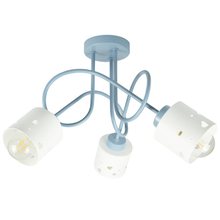LAMPA SUFITOWA DO POKOJU DZIECIĘCEGO NIEBIESKO-BIAŁA ŻYRANDOL SERCA WISZĄCA  LUMIMI NB/3          