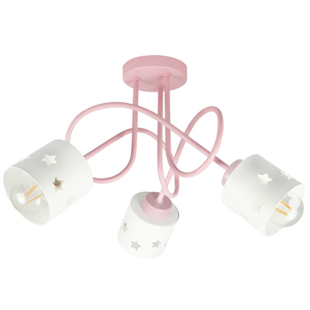 LAMPA RÓŻOWA DLA DZIECI SUFITOWA BIAŁE KLOSZE GWIAZDKI WISZĄCA ŻYRANDOL LUNARI RB/3