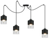 Lampa Pająk Wisząca Żyrandol 4 Płomienna Szklany Klosz Sufitowa Czarna