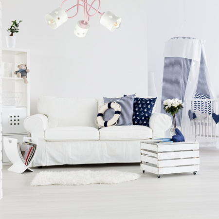 LAMPA RÓŻOWA DLA DZIECI SUFITOWA BIAŁE KLOSZE GWIAZDKI WISZĄCA ŻYRANDOL LUNARI RB/3