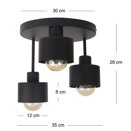 Plafon okrągły 3 poziomy NAIROBI GRAFIT