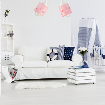 RÓŻOWA LAMPA DLA DZIECI SUFITOWA WISZĄCA ŻYRANDOL PLAFON GWIAZDKI LUNARI LR/2