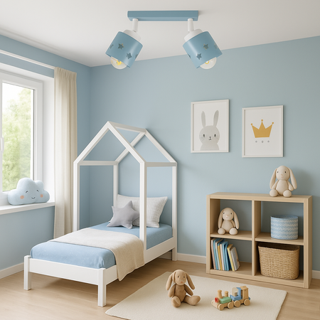 LAMPA SUFITOWA DLA DZIECI NIEBIESKA GWIAZDKI WISZĄCA KOSMOS PLAFON LUNARI LN/2