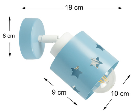 LAMPA KINKIET NIEBIESKI DLA DZIECI GWIAZDKI LED RUCHOMY LUNARI KN/1