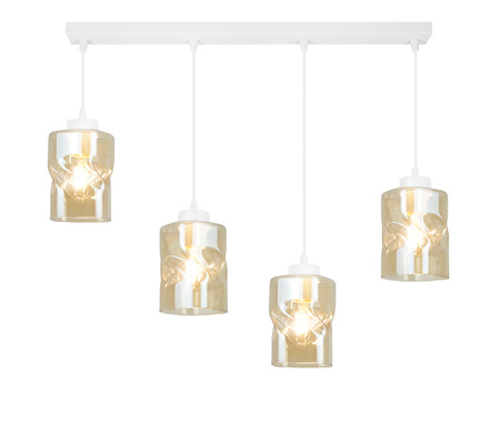 Lampa Biała Wisząca Żyrandol Listwa 4 Szklane Klosze Sufitowa Led Miodowy Klosz