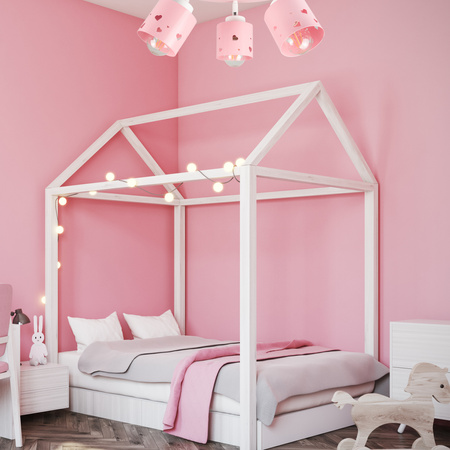 LAMPA SUFITOWA WISZĄCA RÓŻOWA DLA DZIECI PLAFON ŻYRANDOL SERCA LED RUCHOMY LUMIMI PR/3