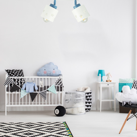 LAMPA SUFITOWA DZIECIĘCA GWIAZDKI WISZĄCA BIAŁO-NIEBIESKA RUCHOMA LUNARI LBN/2