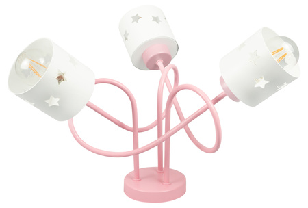 LAMPA RÓŻOWA DLA DZIECI SUFITOWA BIAŁE KLOSZE GWIAZDKI WISZĄCA ŻYRANDOL LUNARI RB/3