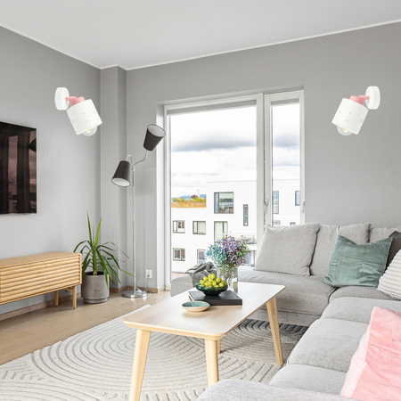 KINKIET BIAŁÓ-RÓŻOWY SERDUSZKA DLA DZIECI LAMPA ŚCIENNA RUCHOMY LUMIMI KBR/1