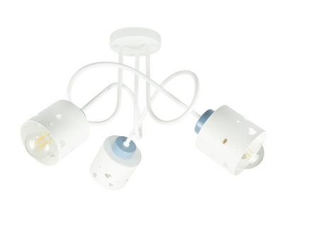 LAMPA SUFITOWA DLA DZIECI LED BIAŁO-NIEBIESKA ŻYRANDOL SERCA NOWOCZESNA ŻYRANDOL LUMIMI BBN/3