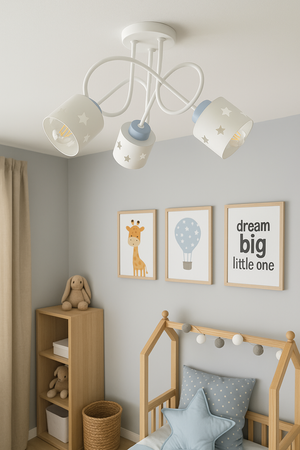 LAMPA SUFITOWA GWIAZDKI KOLOROWA DO POKOJU DZIECIĘGO ŻYRANDOL 3 LUNARI BBN/3