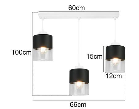 Lampa Wisząca Biała Żyrandol Listwa 2 Szklane Klosze Sufitowa Led Harmonia